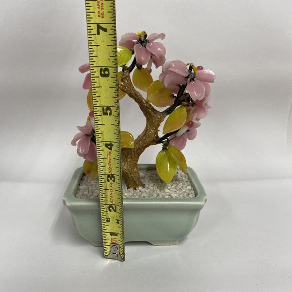 Vtg Glass Bonsai Tree Pink Flowers Artificial Plant Oriental Home Decor - Picture 8 of 11